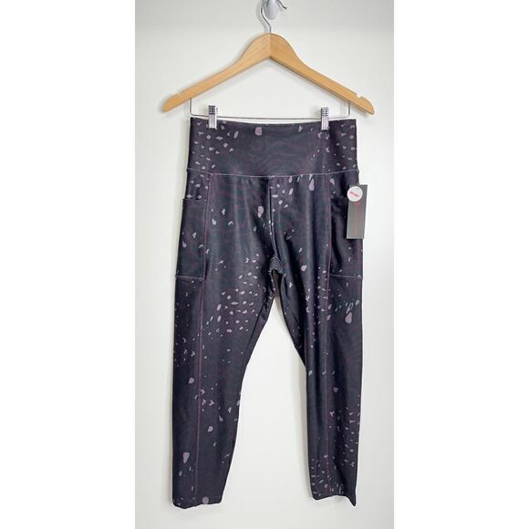 NWT Bally Total Fitness Athletic Leggings Women’s Leopard Print Purple Pocket Si - Picture 1 of 7